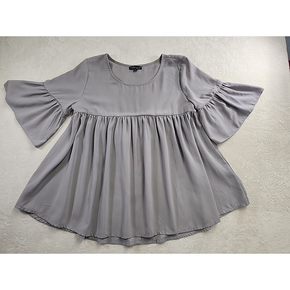 Wishlist Apparel Top Gray M/L Bell‎ Sleeve Babydoll